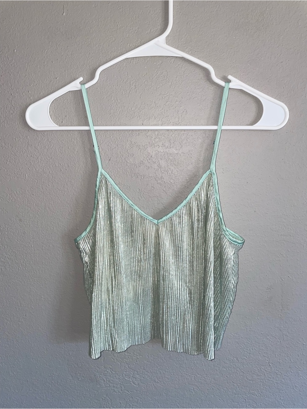 Victoria's Secret Mint Metallic Pleated Cami